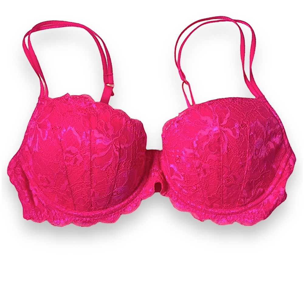 PINK by Victoria Secret neon pink lightly lined Demi bra